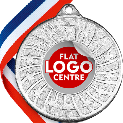 Star Swirl Design Medal with Flat Logo Centre