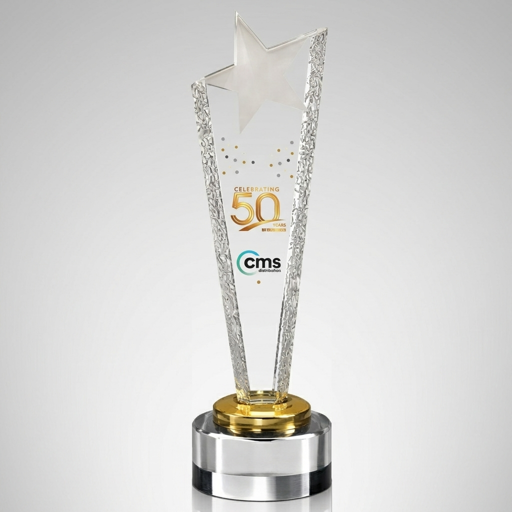 Colour Printed Star Glass Award with Bevelled Edges (JB5050A/B/C)