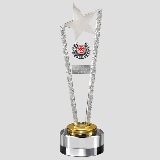 Glass Award with Embossed Edges & Star Theme on Top (JB5050A/B/C)