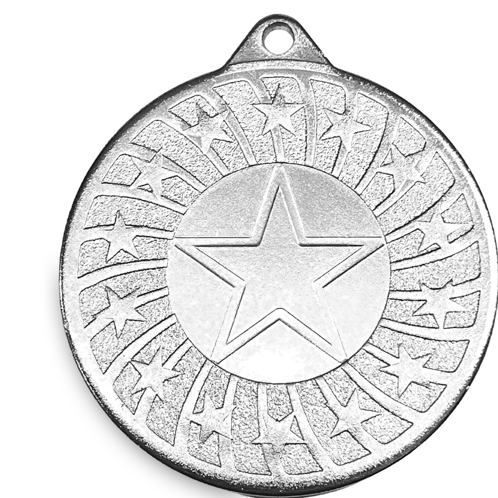 50mm Glossy Star Swirl  Medal on a Ribbon