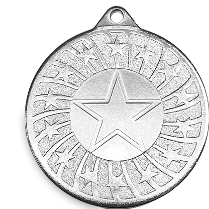 50mm Glossy Star Swirl  Medal on a Ribbon