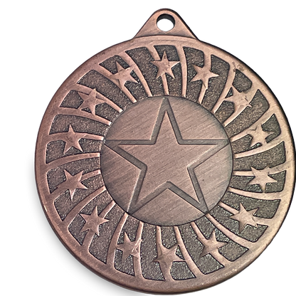 50mm Glossy Star Swirl  Medal on a Ribbon