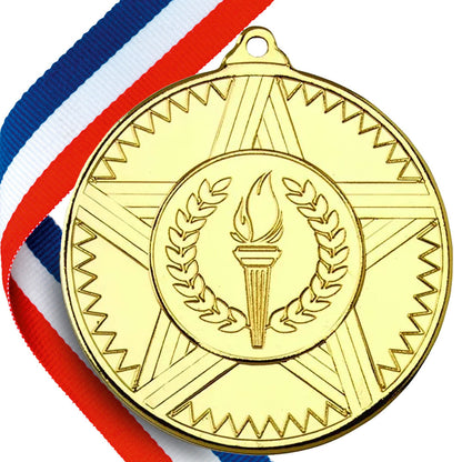 The Original - Striped Star Medal on a Ribbon BW Trophies