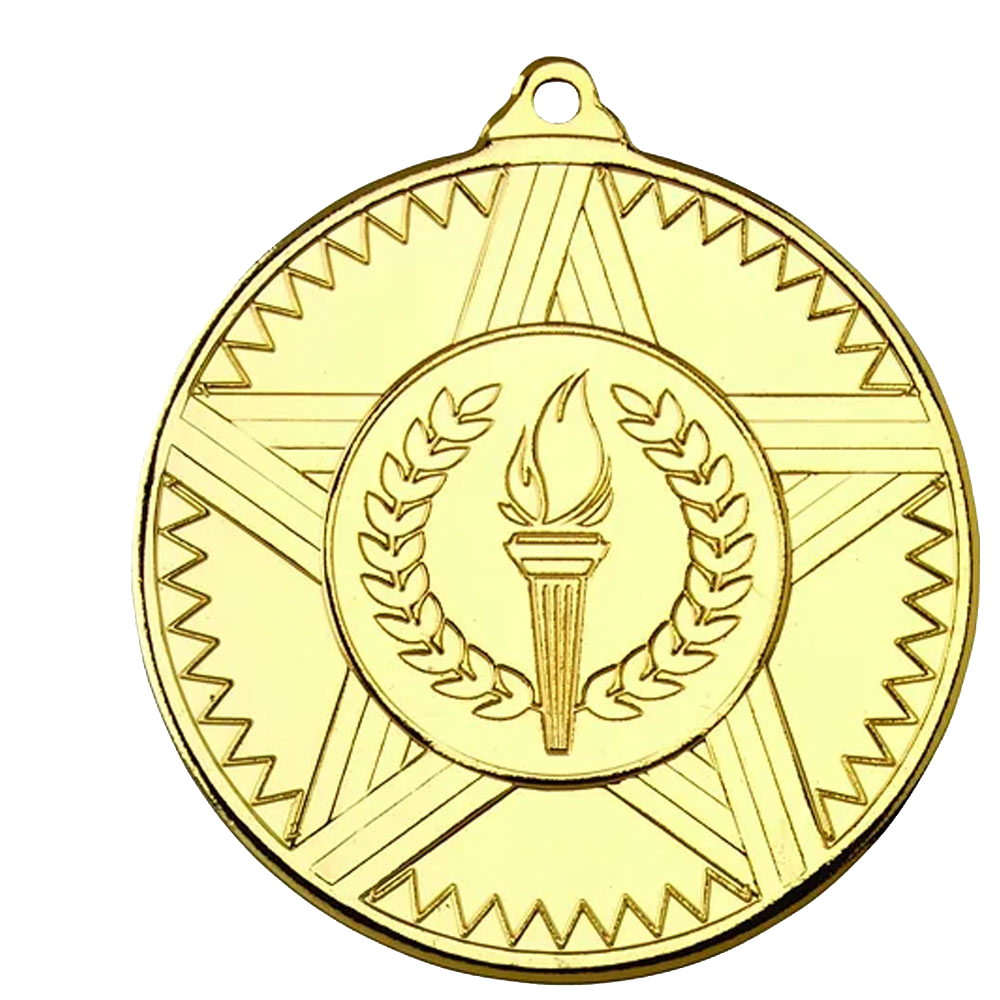 Striped Star Design Medal with Flat Logo centre