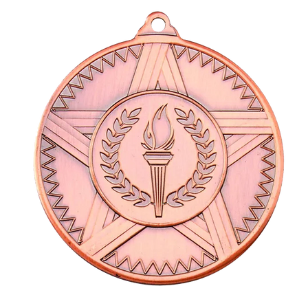 Striped Star Design Medal with Flat Logo centre