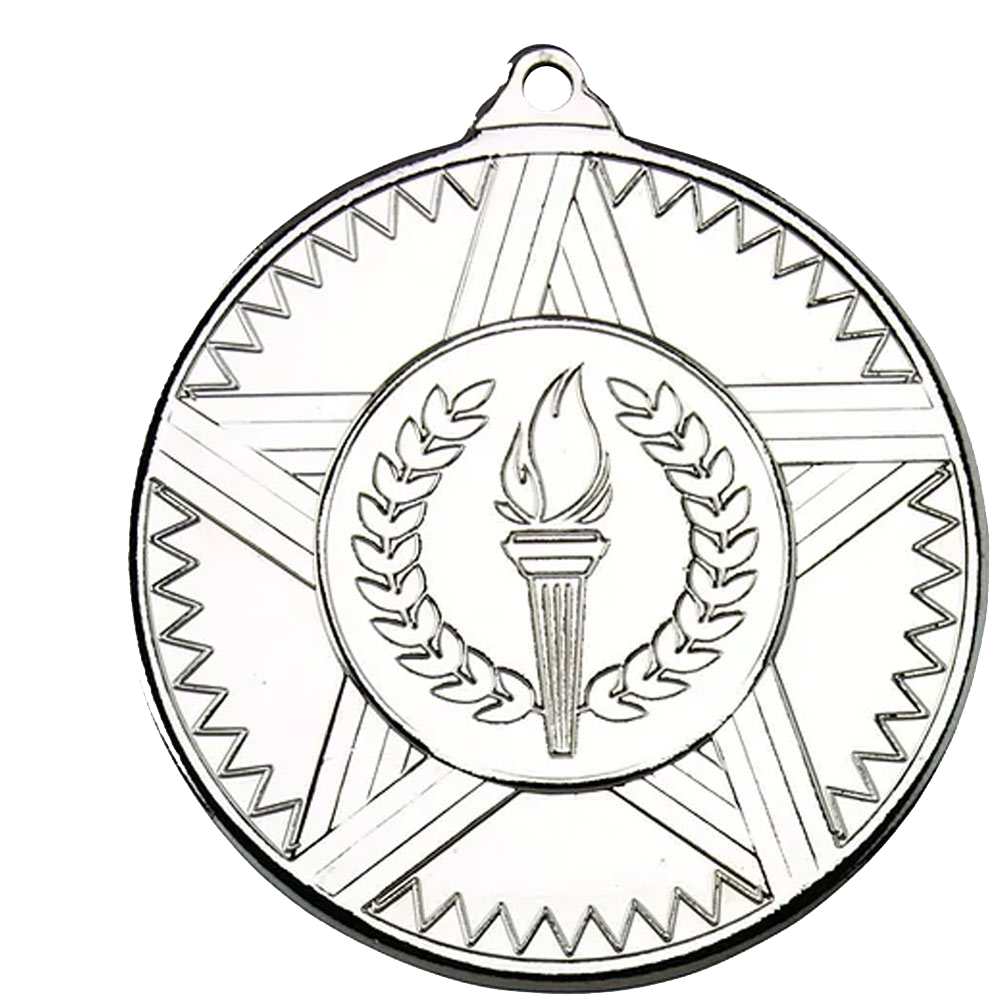 Striped Star Design Medal with Flat Logo centre