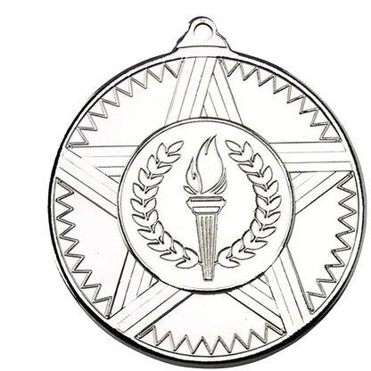 Striped Star Design Medal with Flat Logo centre