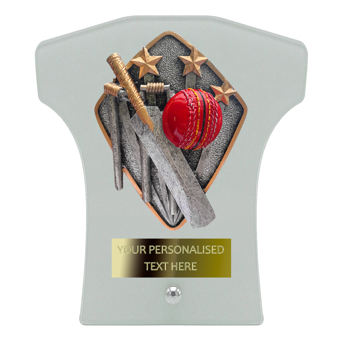 Cricket Shirt Glass Award with Diamond-shaped Disc (T2115)