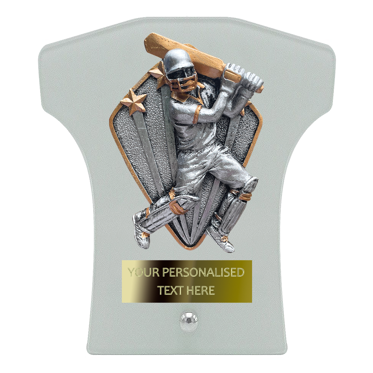 Cricket Shirt Glass Award with Diamond-shaped Disc (T2115)