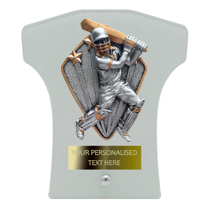 Cricket Shirt Glass Award with Diamond-shaped Disc (T2115)