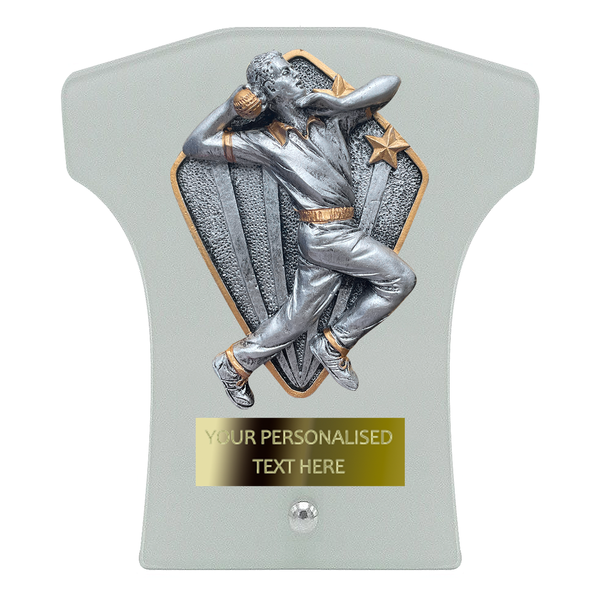 Cricket Shirt Glass Award with Diamond-shaped Disc (T2115)