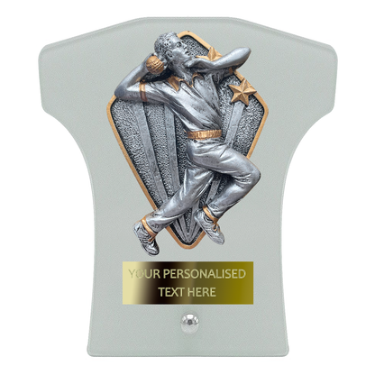 Cricket Shirt Glass Award with Diamond-shaped Disc (T2115)