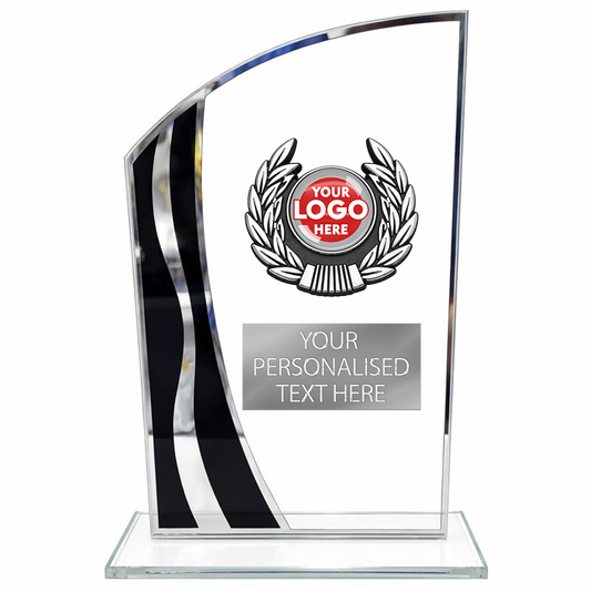 Modern Trophy with Black and Silver Wave Design (T3031/2/3)