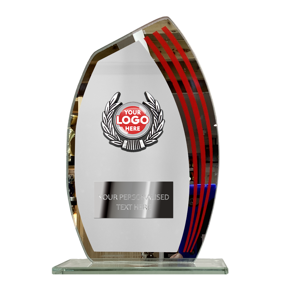 Glass Award in Silver with Red Stripes (T3672)