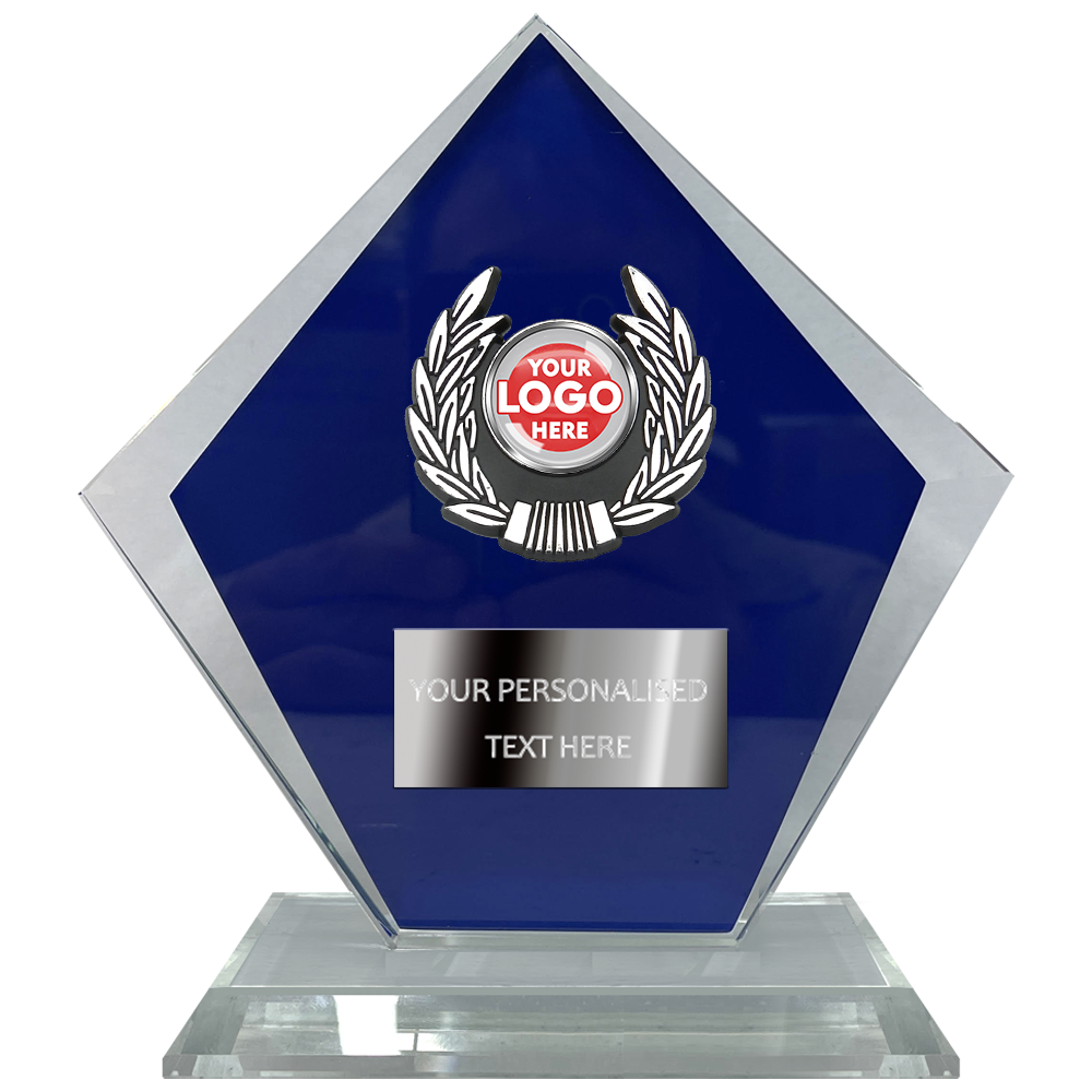 Blue Diamond Glass Trophy (T3876) BW Trophies