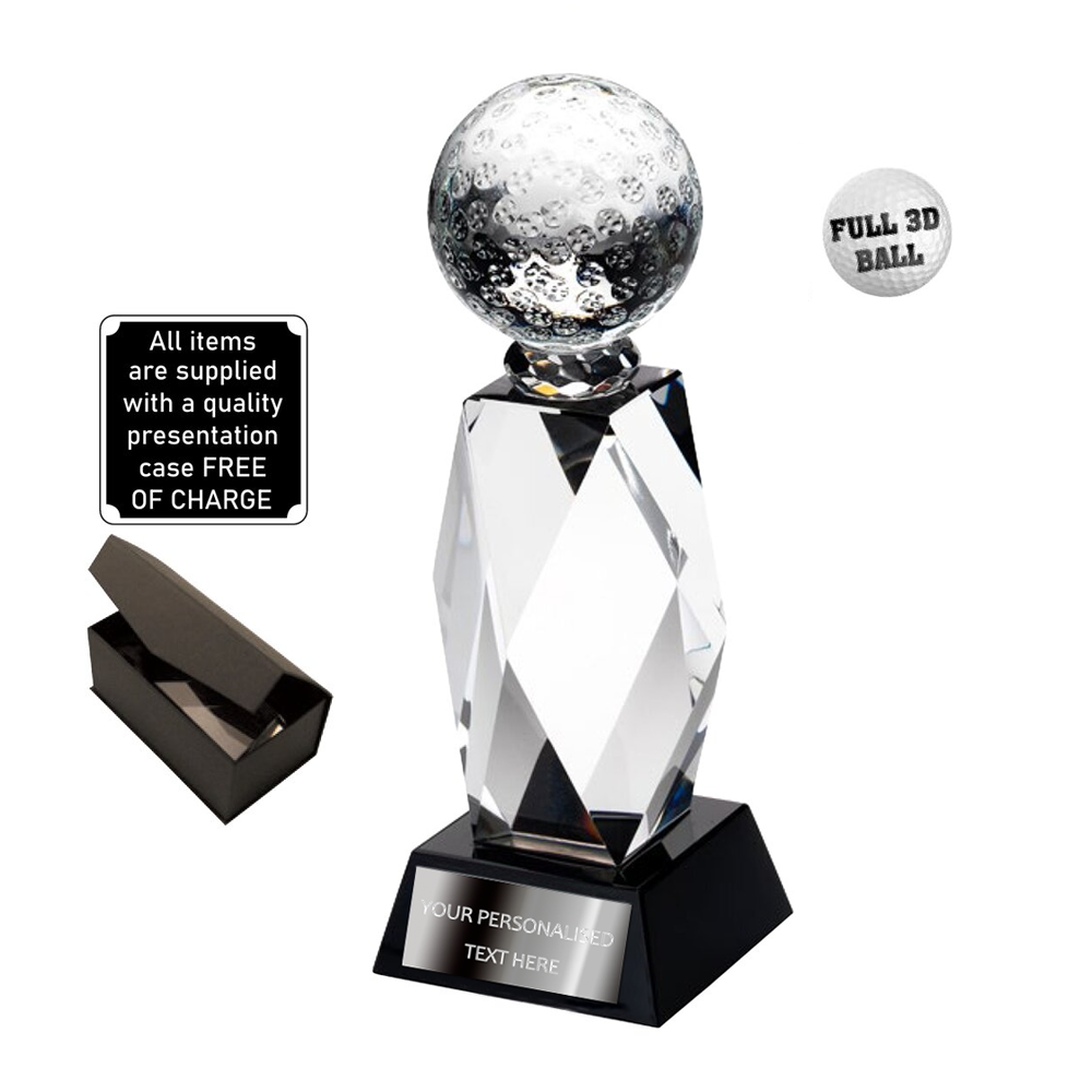 Stylish Golf Glass Award With Presentation Box (TD502GA/B/C) BW Trophies