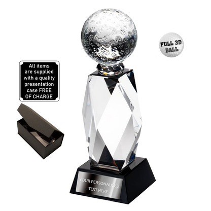 Stylish Golf Glass Award With Presentation Box (TD502GA/B/C) BW Trophies