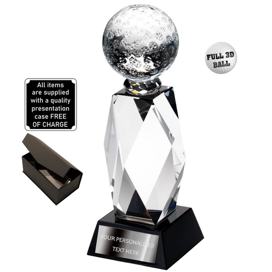 Stylish Golf Glass Award With Presentation Box (TD502GA/B/C)