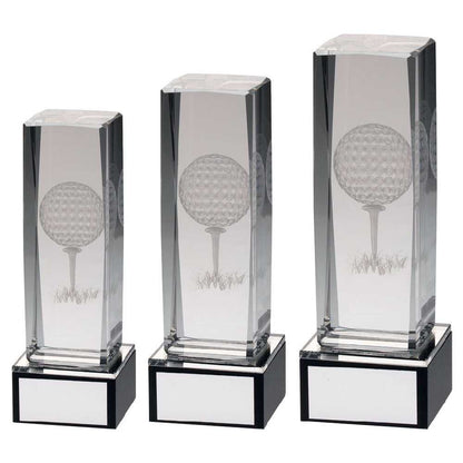 Clear Glass Lasered Golf Column On Black Base (TD572GA/B/C)