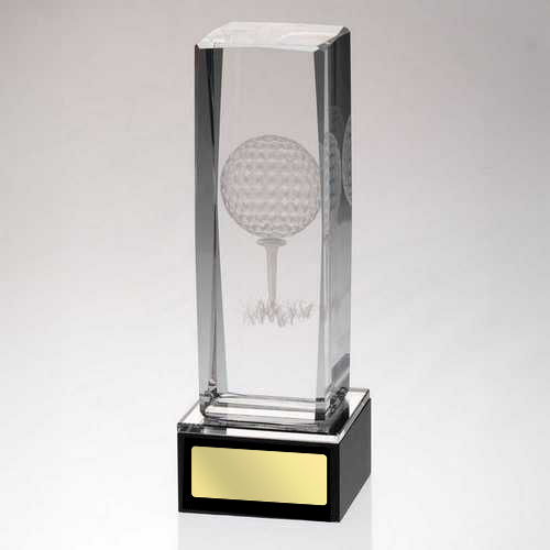 Clear Glass Lasered Golf Column On Black Base (TD572GA/B/C)