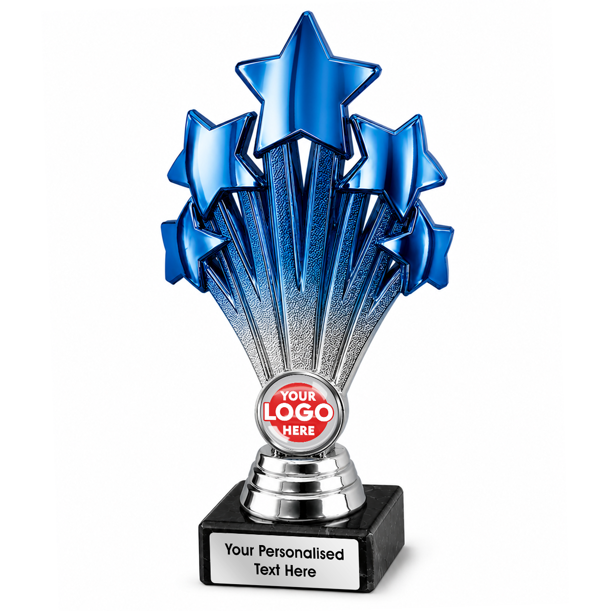 Personalised Blue & Silver Star Trophy with Logo