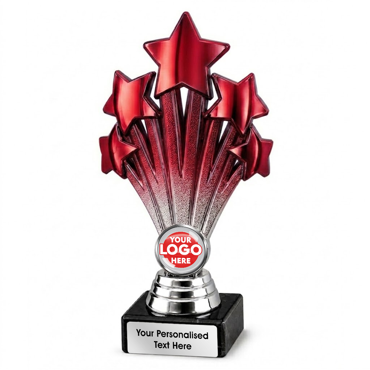 Personalised Red & Silver Star Trophy with Logo