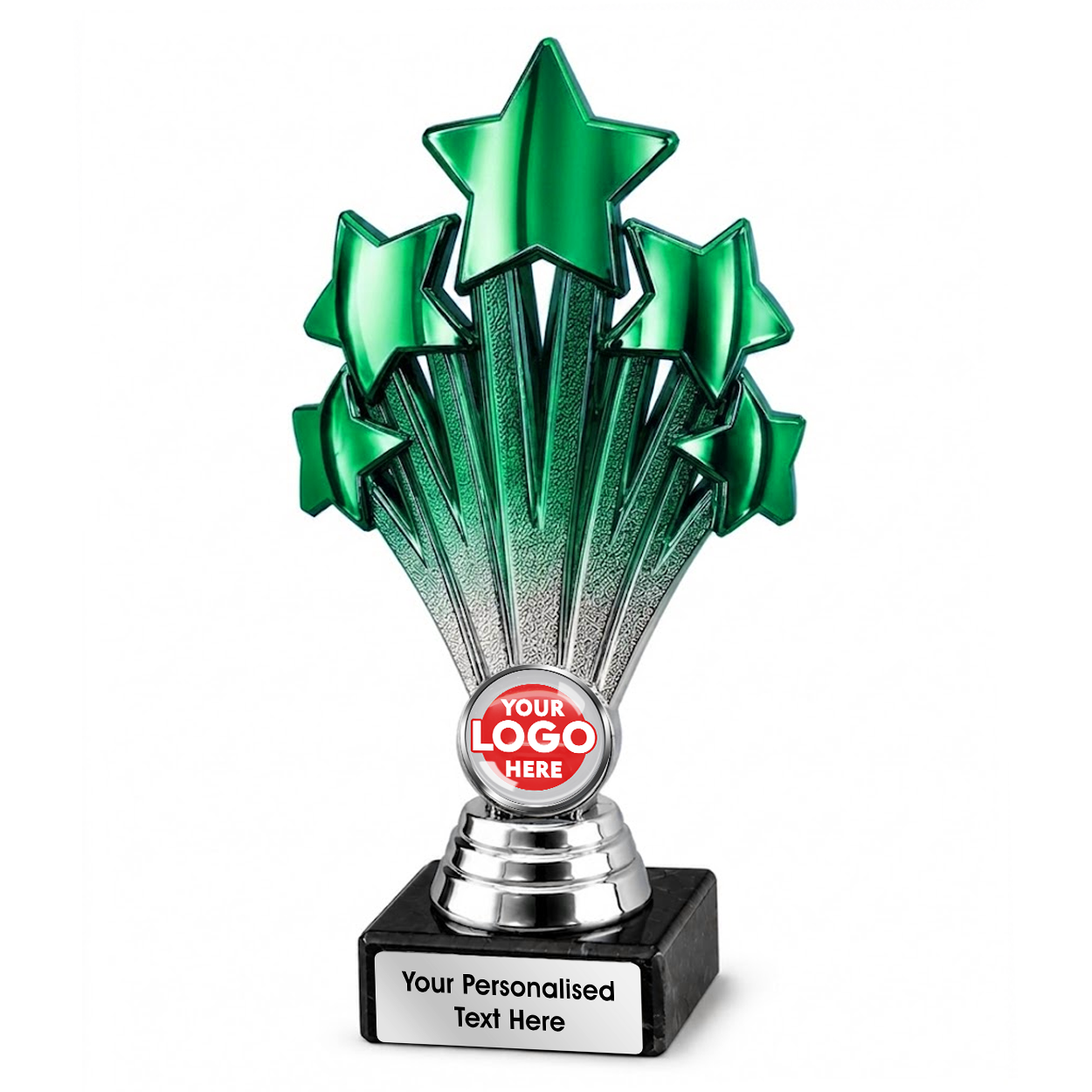 Personalised Green & Silver Star Trophy with Logo