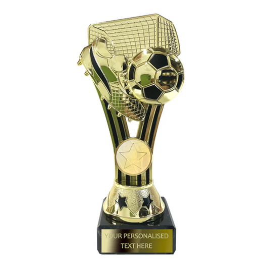 Boot & Ball Golden Football Trophy on Black Marble Base (No Logo) (TYF248A)