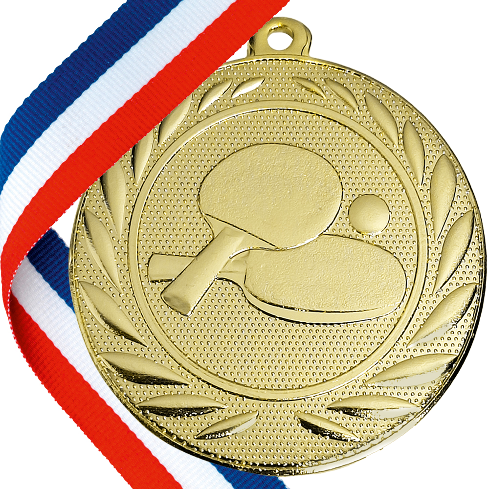 50mm Embossed Table Tennis Medal on a Ribbon (TT) BW Trophies