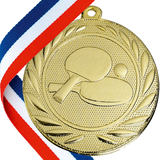 50mm Embossed Table Tennis Medal on a Ribbon