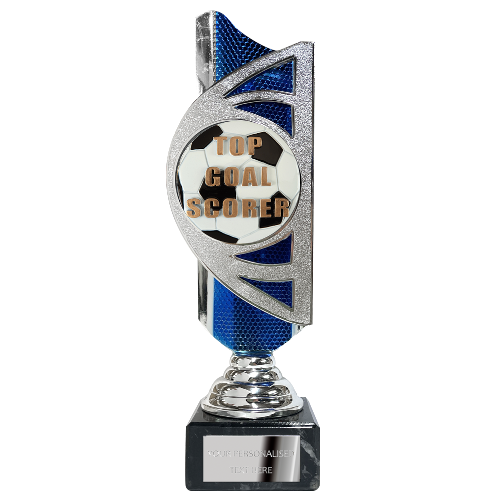 Silver / Blue Award (BS26C) With Embossed Football Design Option BW Trophies