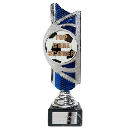 Silver / Blue Award (BS26C) With Embossed Football Design Option BW Trophies