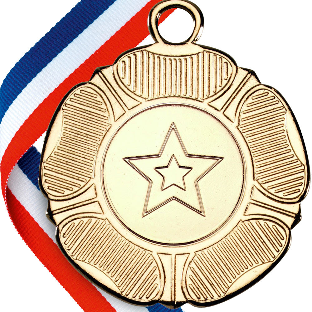 50mm Original Embossed Tudor Rose Medal on a Ribbon (TT) BW Trophies