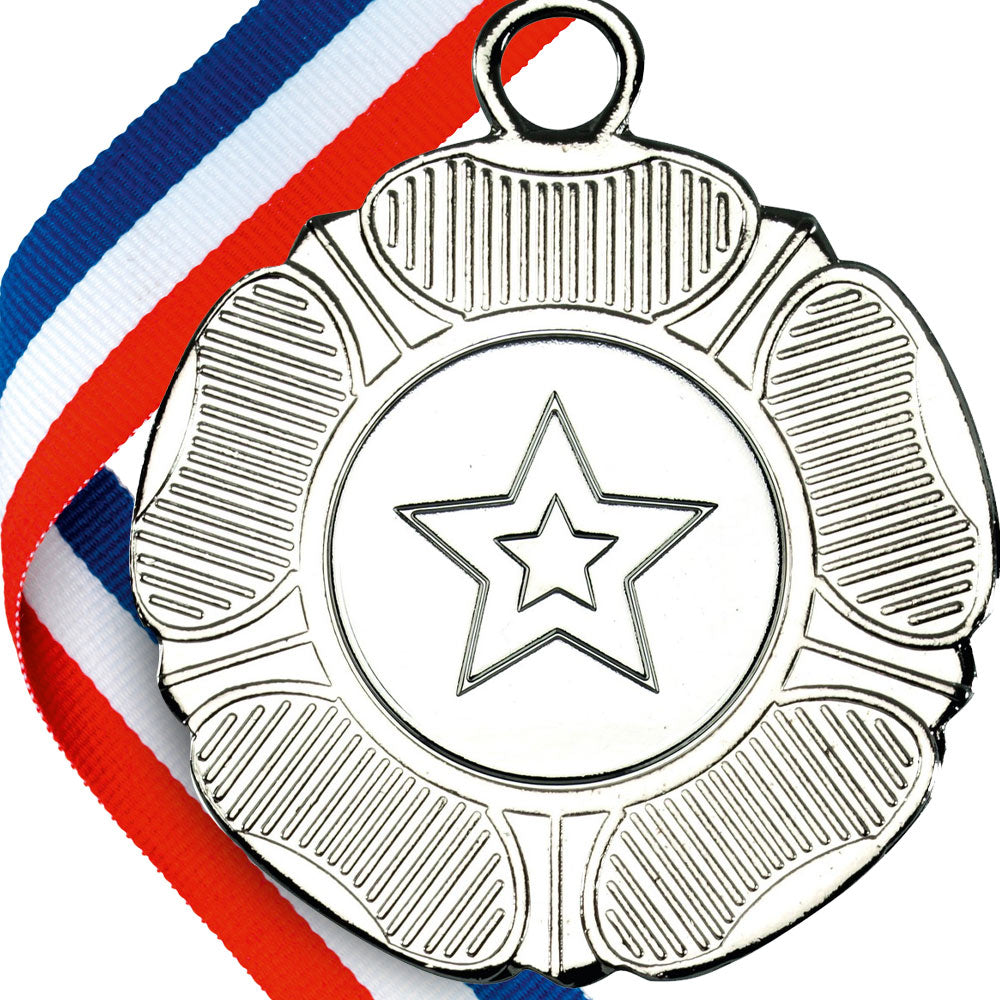 50mm Original Embossed Tudor Rose Medal on a Ribbon (TT) BW Trophies
