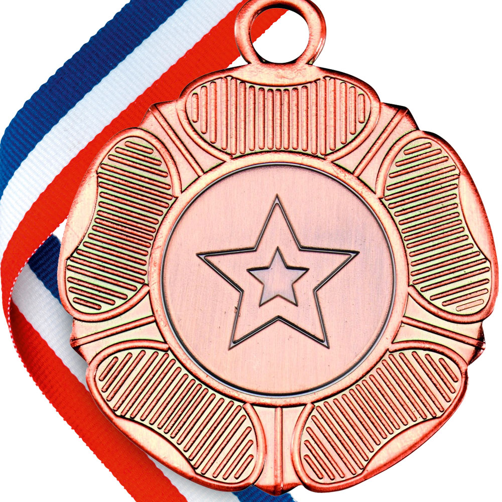 50mm Original Embossed Tudor Rose Medal on a Ribbon (TT) BW Trophies