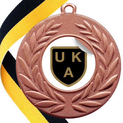UKA - Wreath Design Medal with Flat Logo Sticker - MIN 100