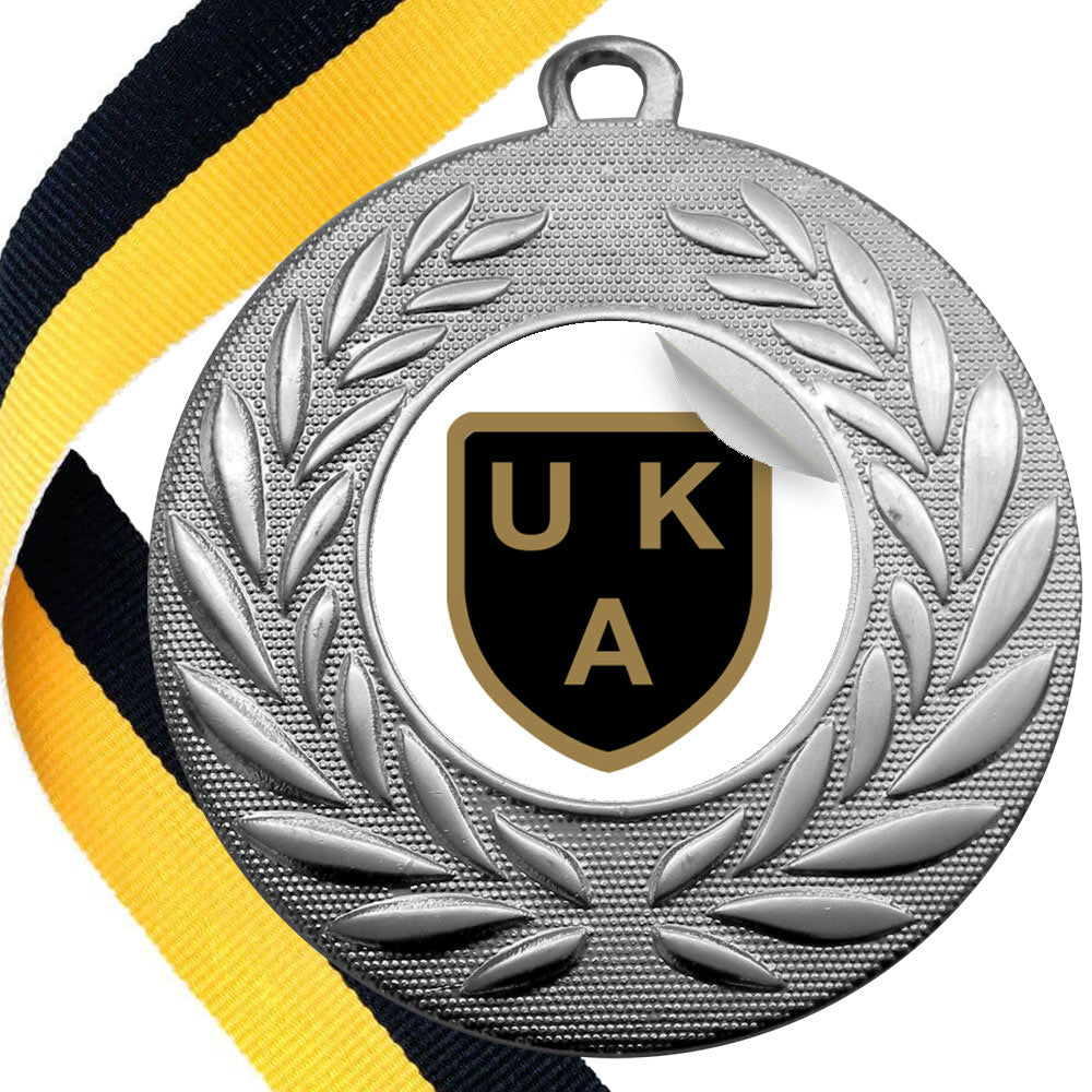 UKA - Wreath Design Medal with Flat Logo Sticker - MIN 100