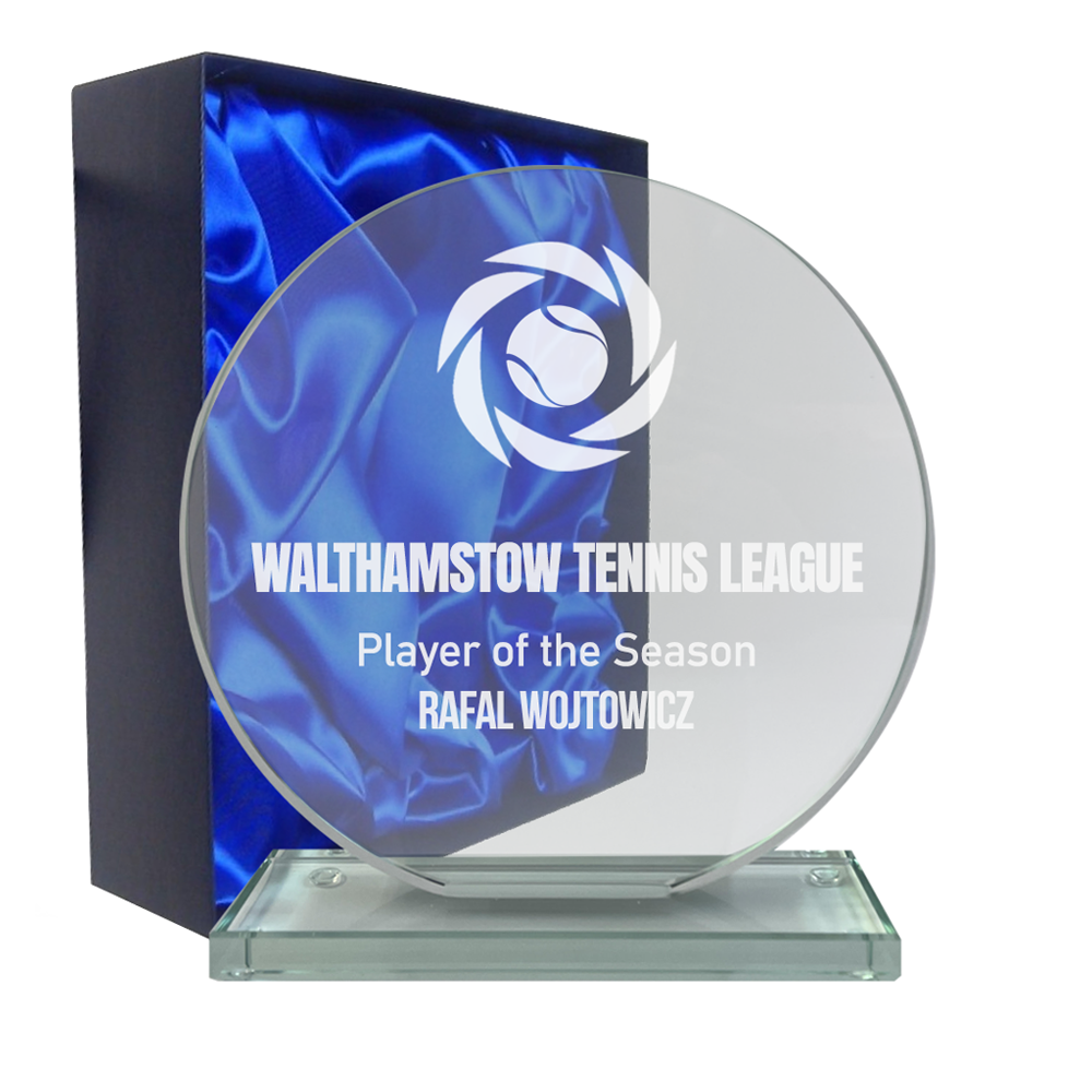 Stylish Circle Lasered Glass Award with Gift Box (W652/3/4)