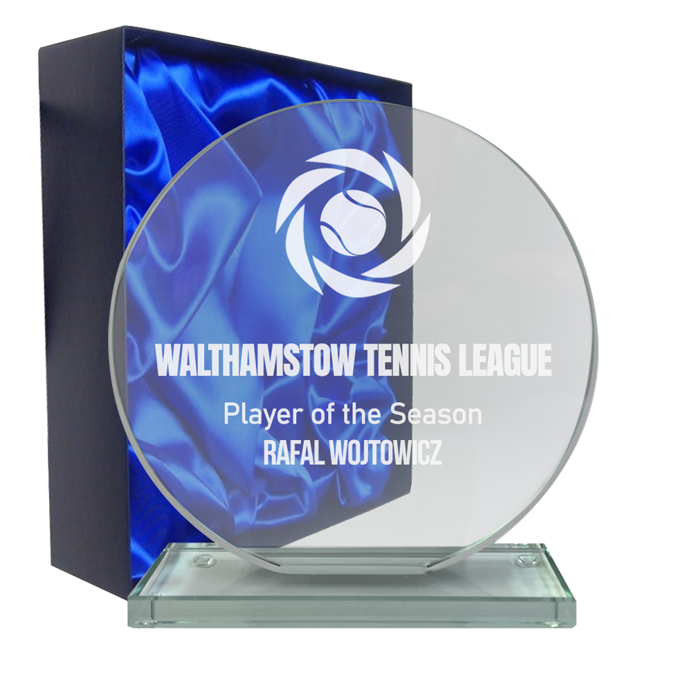 Stylish Circle Lasered Glass Award with Gift Box (W652/3/4)