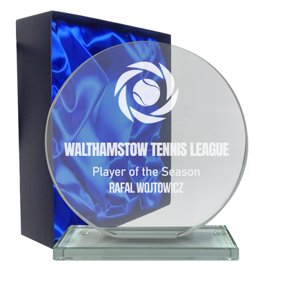 Stylish Circle Lasered Glass Award with Gift Box (W652/3/4)