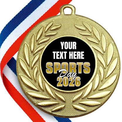 School Sports Day Wreath Design Flat Centre BW Trophies