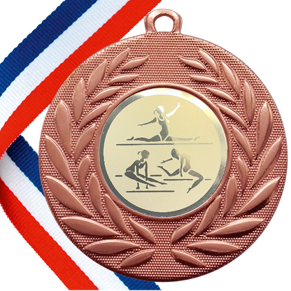 FREE SAMPLE 50mm Gymnastics Medal on a Ribbon BW Trophies