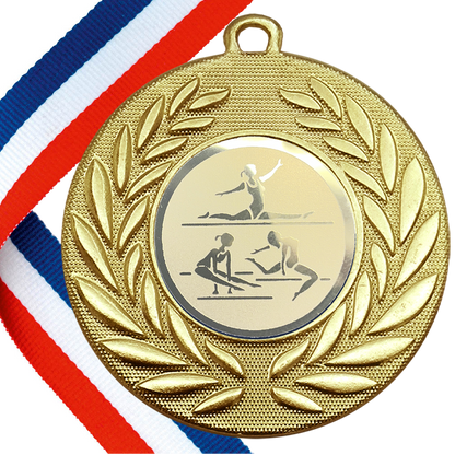 FREE SAMPLE 50mm Gymnastics Medal on a Ribbon BW Trophies