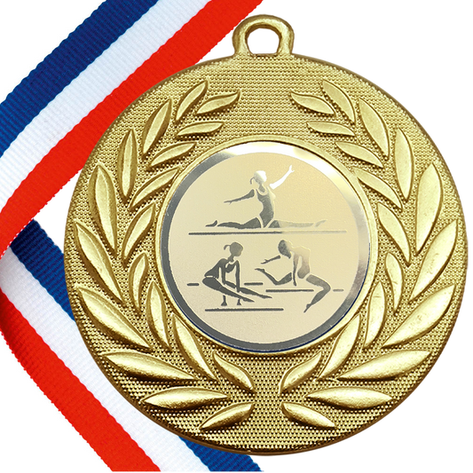 50mm Gymnastics Medal on a Ribbon in Gold/Silver/Bronze