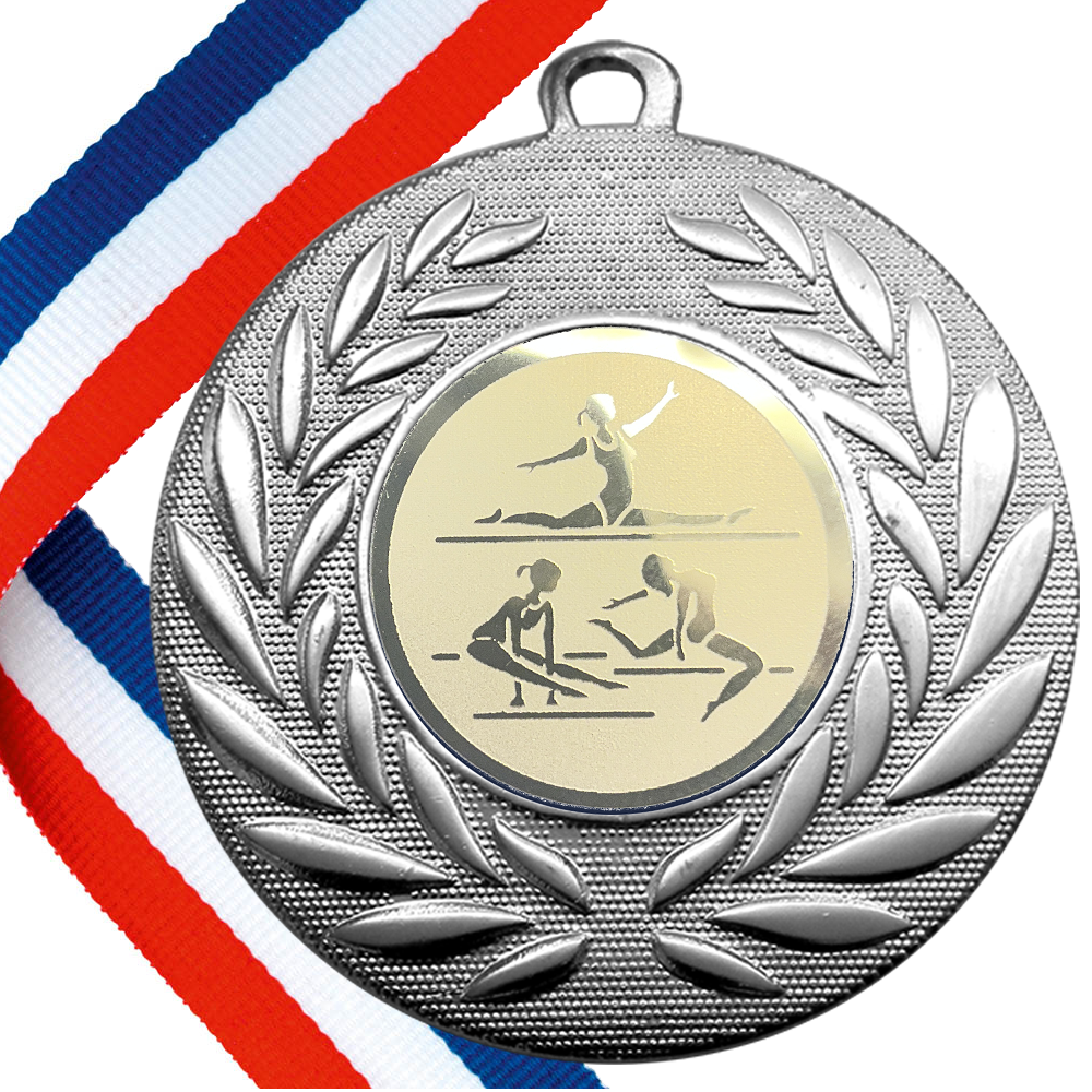 FREE SAMPLE 50mm Gymnastics Medal on a Ribbon BW Trophies