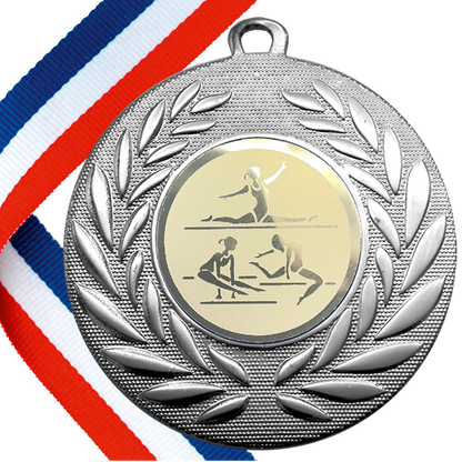 FREE SAMPLE 50mm Gymnastics Medal on a Ribbon BW Trophies
