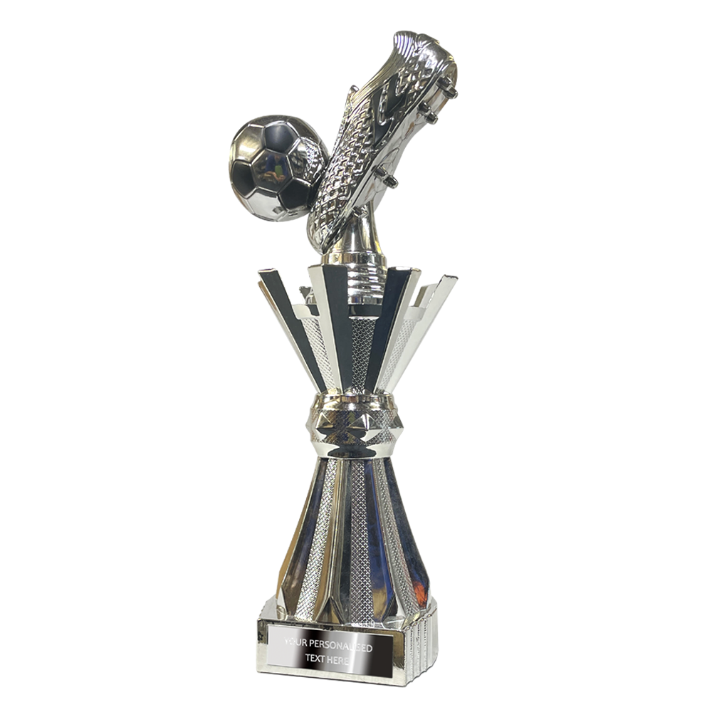 Elegant Football Trophy with 3D Boot & Ball in Silver (X621/2 02) BW Trophies