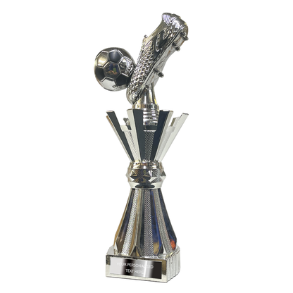 Elegant Football Trophy with 3D Boot & Ball in Silver (X621/2 02) BW Trophies