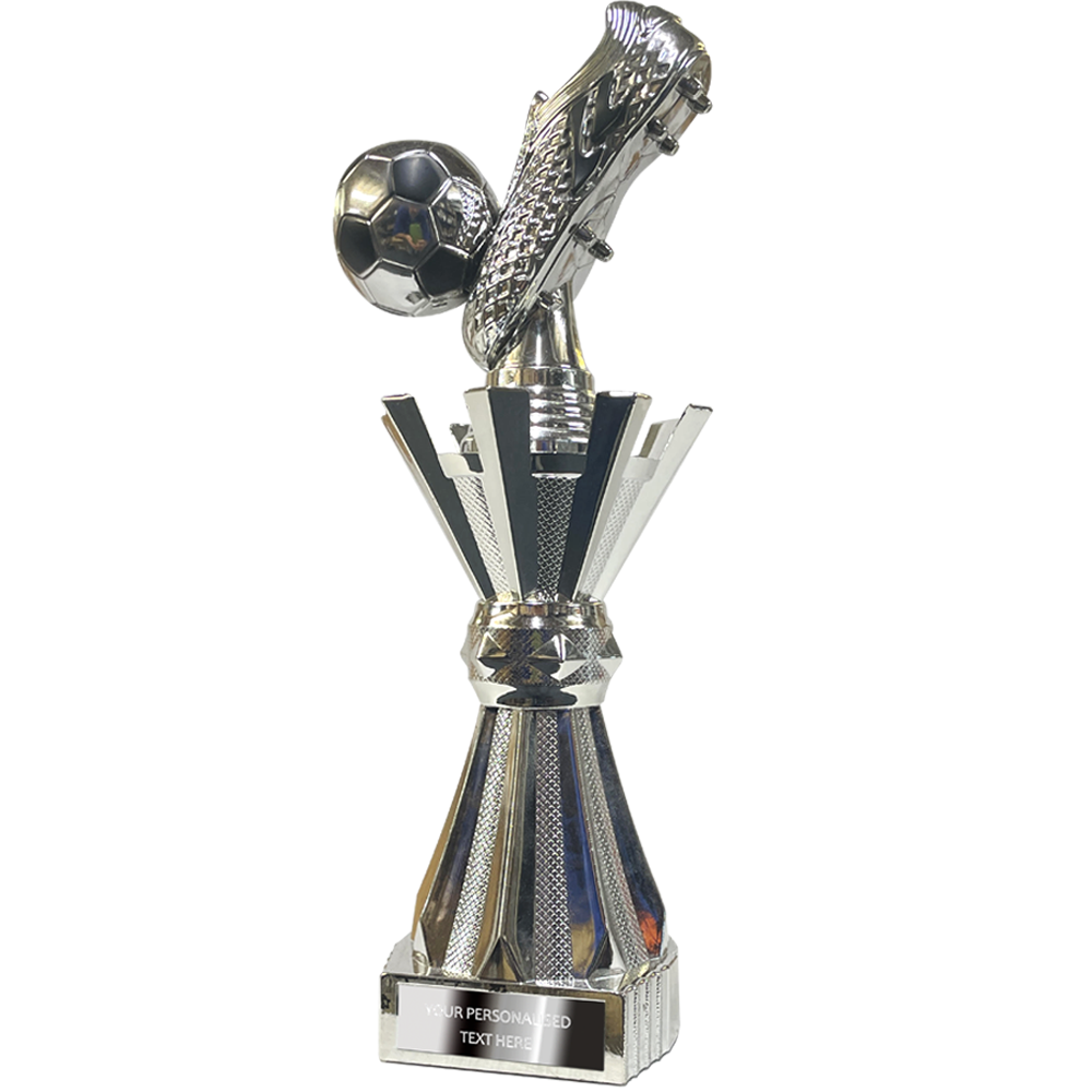 Elegant Football Trophy with 3D Boot & Ball in Silver (X621/2 02) BW Trophies