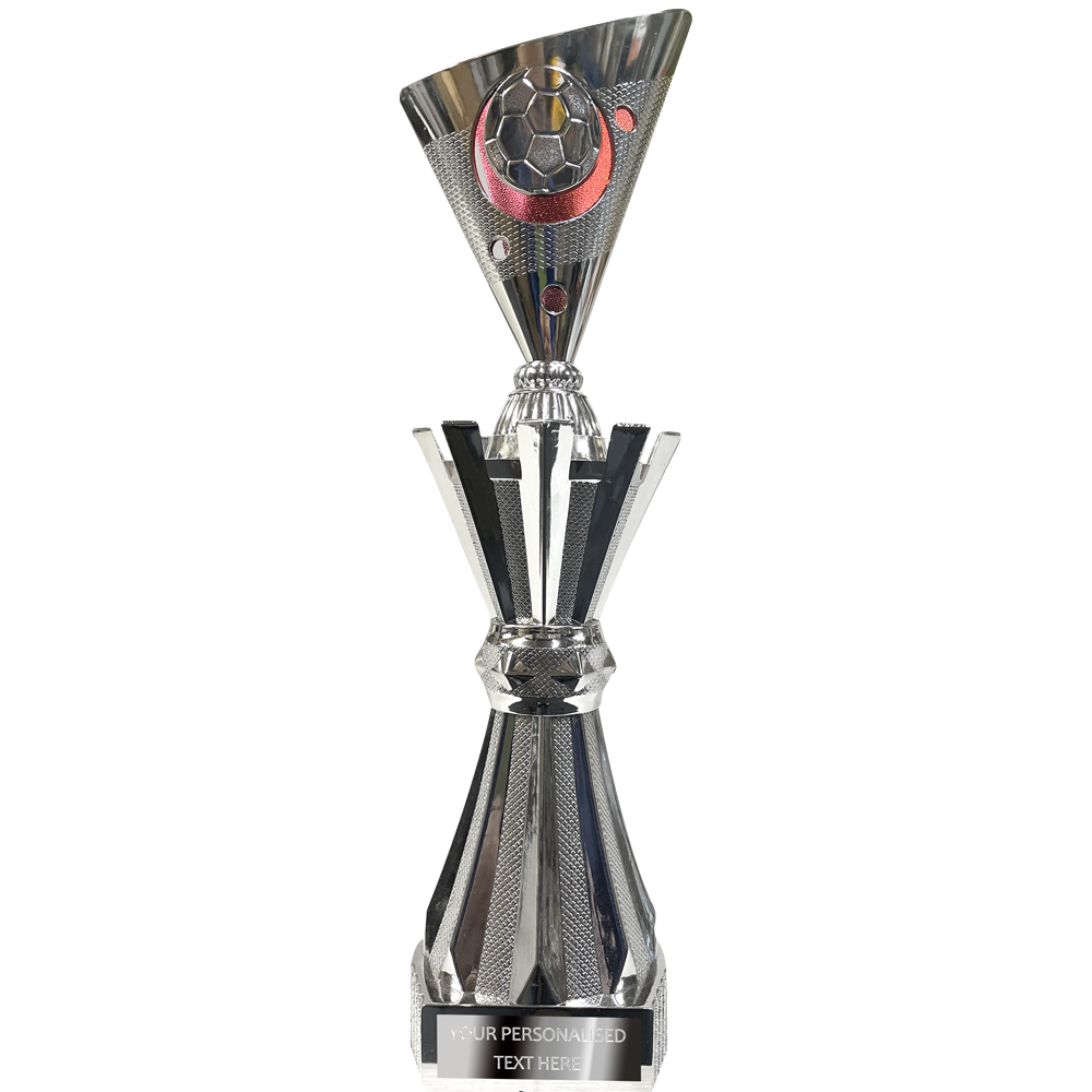 Stunning Football Trophy with Silver & Red Cone on Top (X622 02) BW Trophies